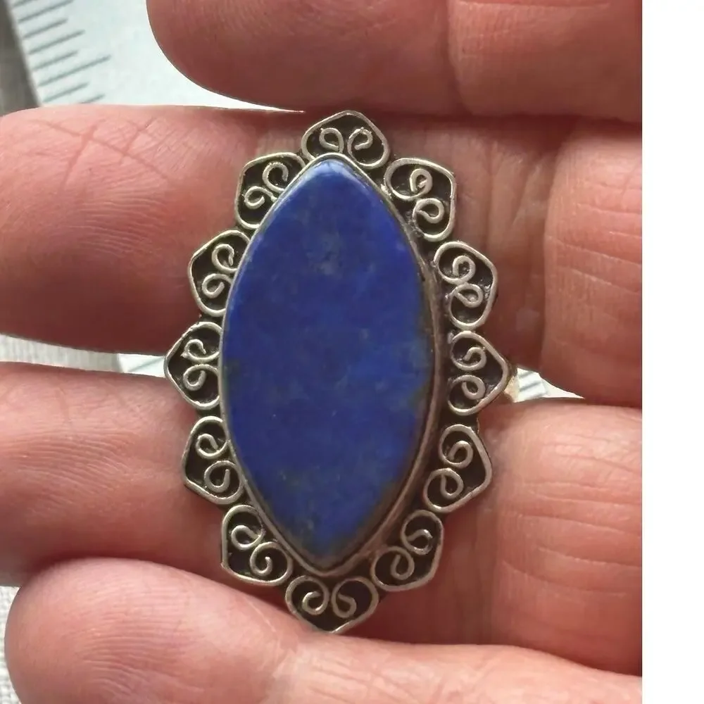 925 Silver Lapis Lazuli Ring Size 7.5